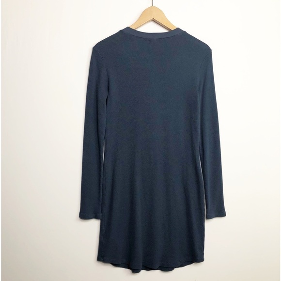 𝅺MONROW  L Blue waffle knit Henley dress - Picture 8 of 12